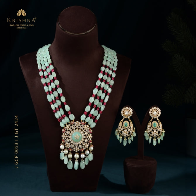 Russian Emeralds Polki Haram Set
