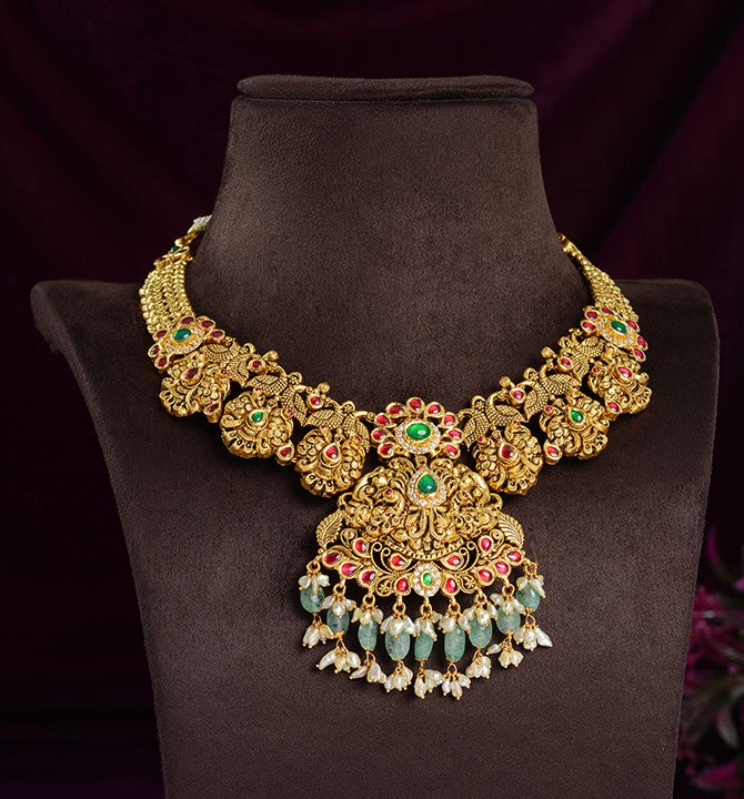 Semi-Antique Gold Peacock Necklace