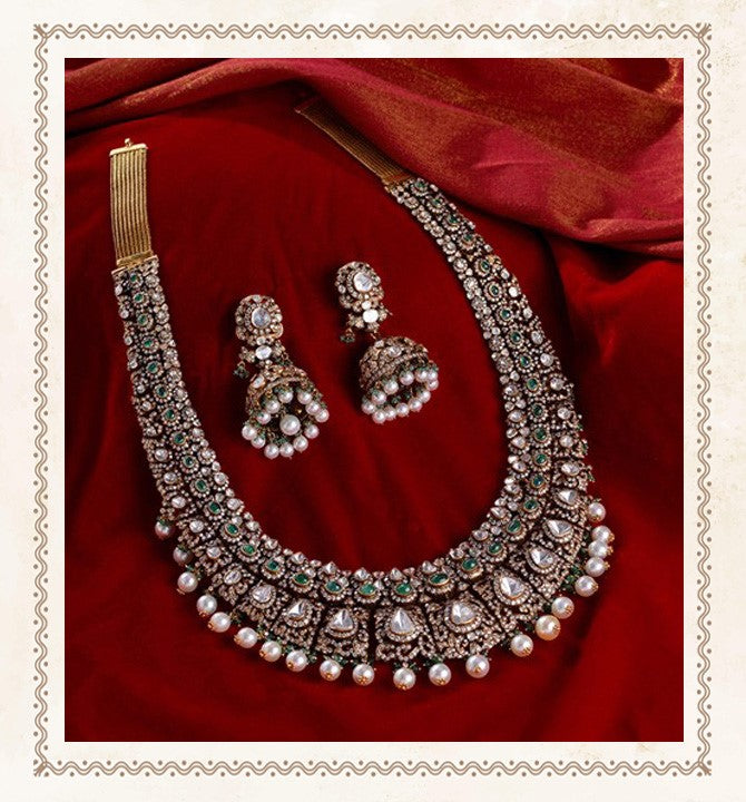 Victorian Polki Diamond Bridal Haram Set