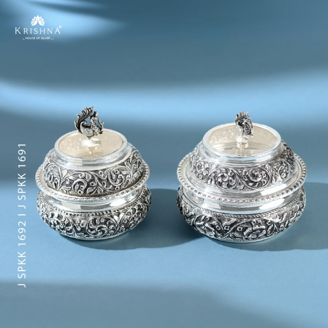 Rustic Silver Barni In Peacock Motif