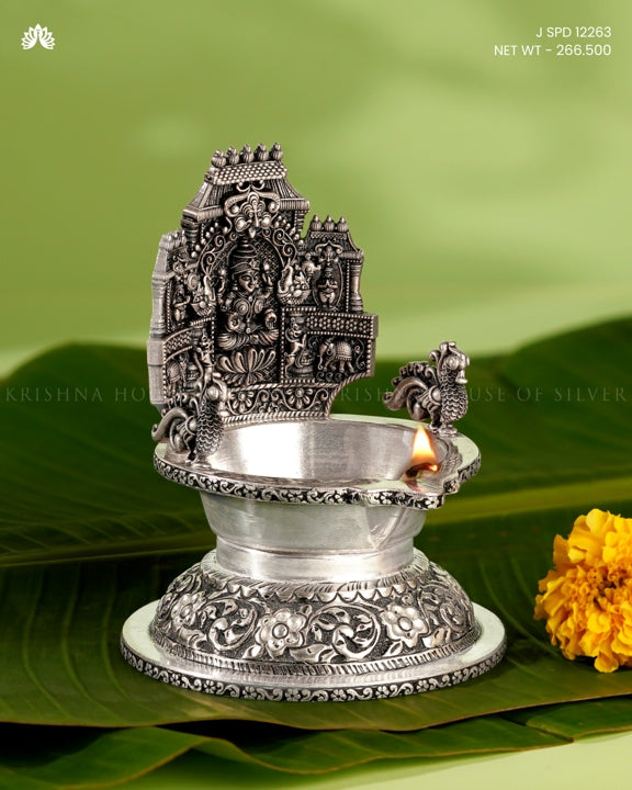 92.5 Silver Kamakshi Deepam Stand Antique Finish