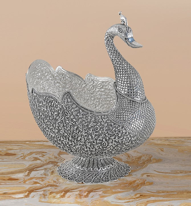 Contemporary Peacock Silver Bowl