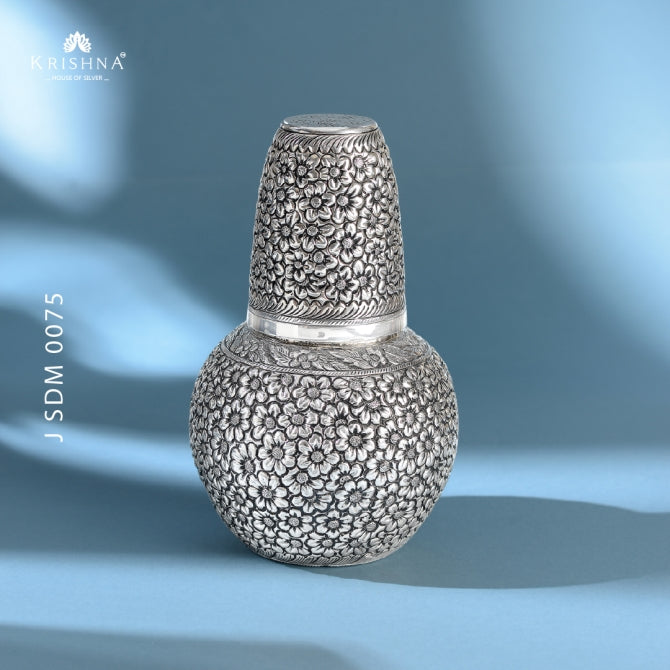 Rusty Silver Kalash Pot With Glass