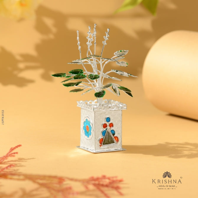 Divine Tulsi Plant in Silver