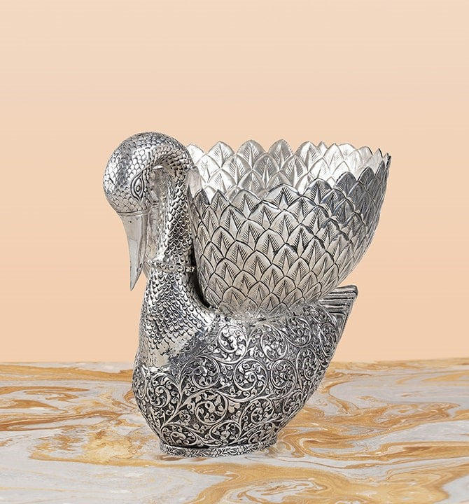 Swan Silver Basket