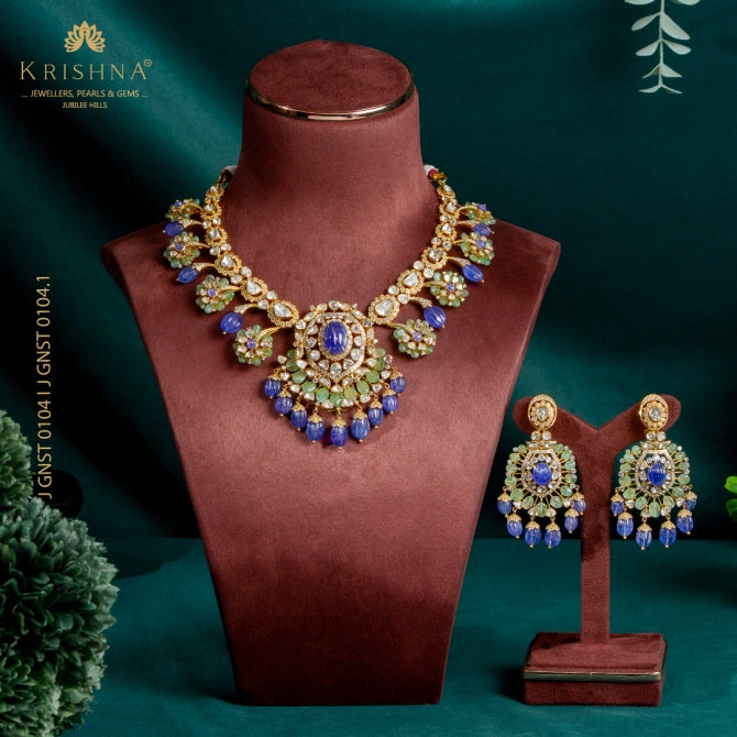 Regal Tanzanite Polki Necklace Sets