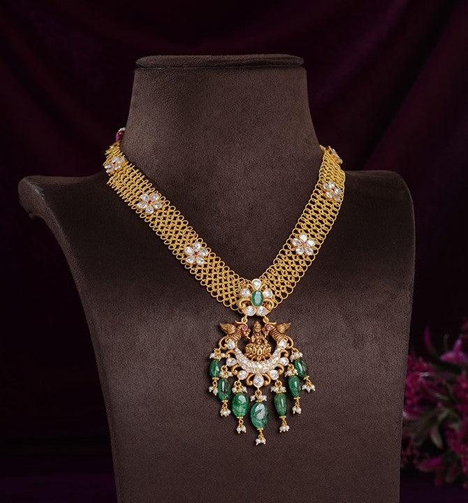 Divine Laxmi Pendant Mesh Necklace