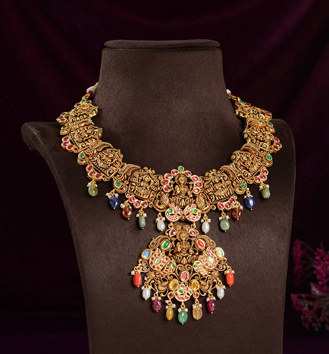Navaratana Gold Laxmi Necklace