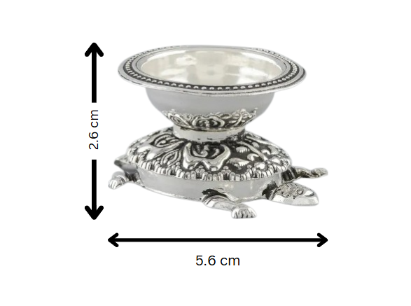 Divine Tortoise Silver Diya
