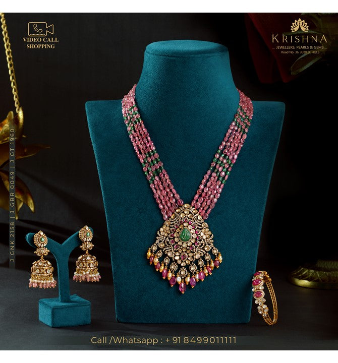 Exuberant Tourmaline Polki Necklace Sets