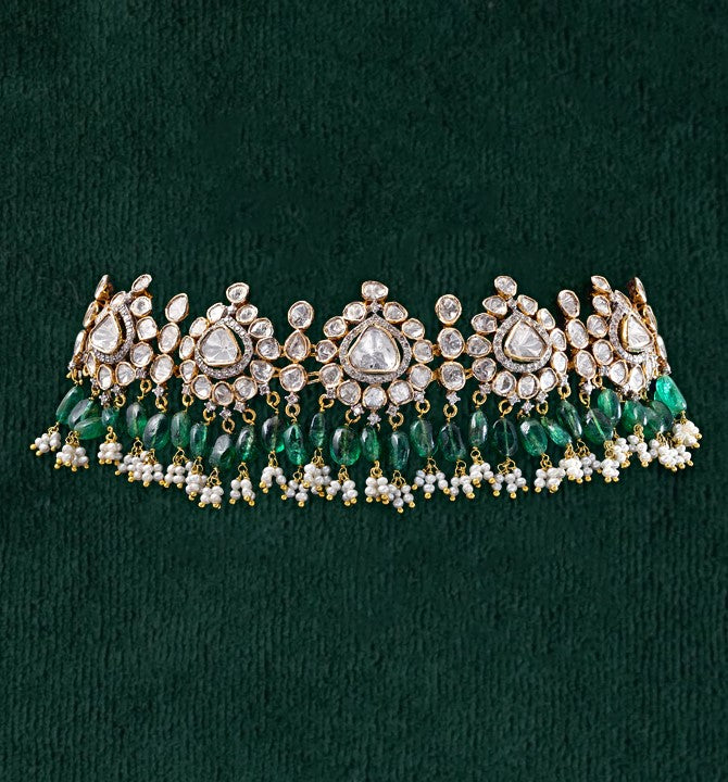 Dazzling Uncut Diamond Necklace in Yellow Gold