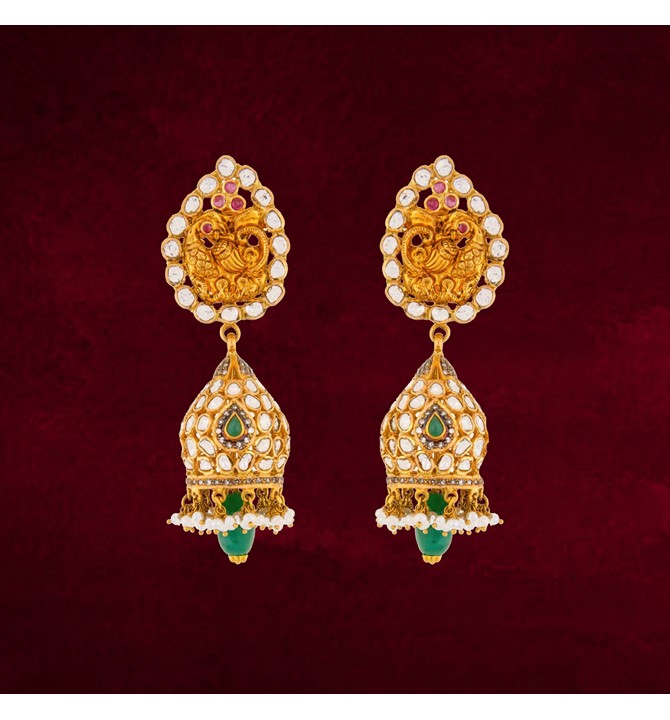 Uncut Diamonds Yellow Gold Earrings