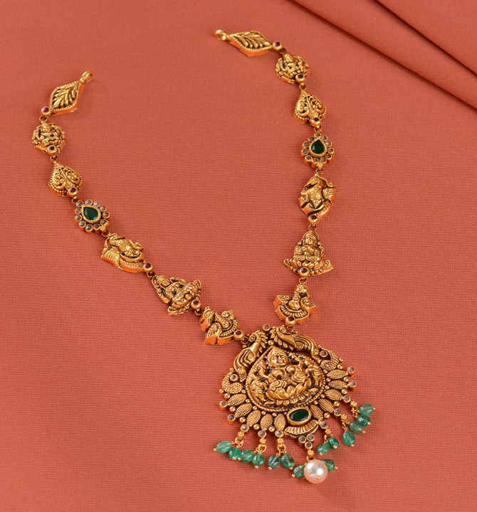 Lakshmi-Inspired Gold Pendant Necklace