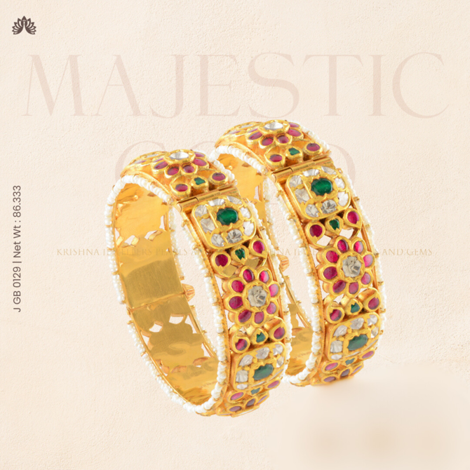 Radiant Elegance: 22k Floral Bangles