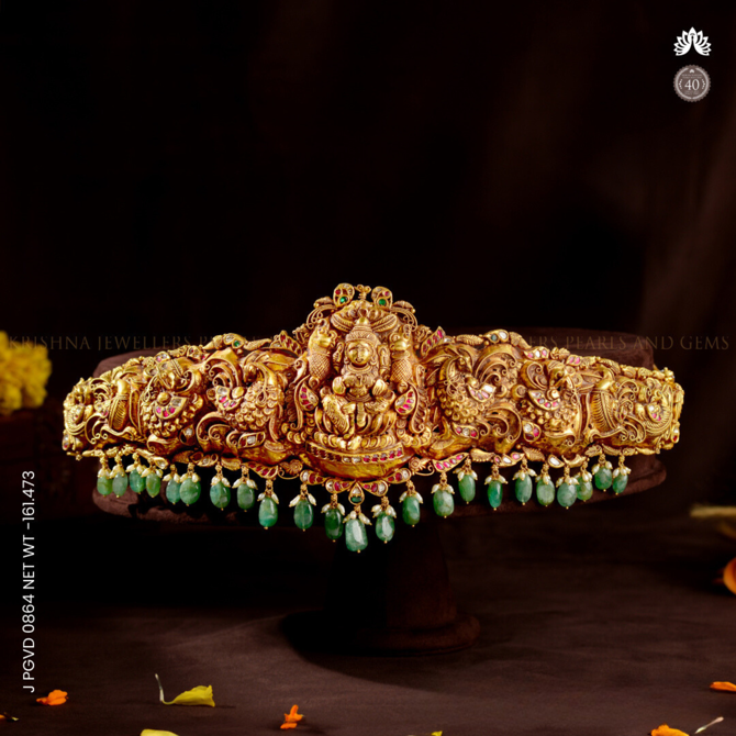 22k Vaddanam with Lakshmi Design & Peacock Motif