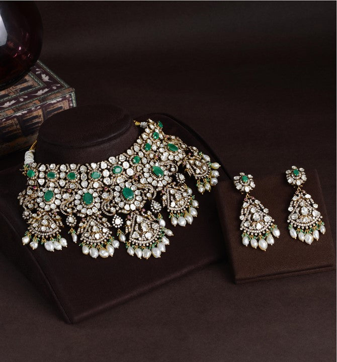 Victorian Polki Choker Sets with Keshi Pearls