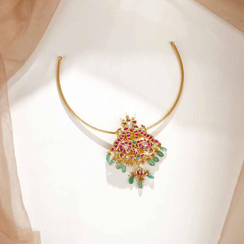 22K Gold Kundan Pendant Necklace