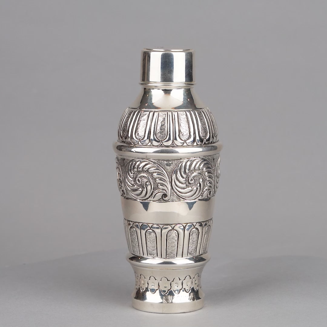 Silver Water Bottle with Floral Motif