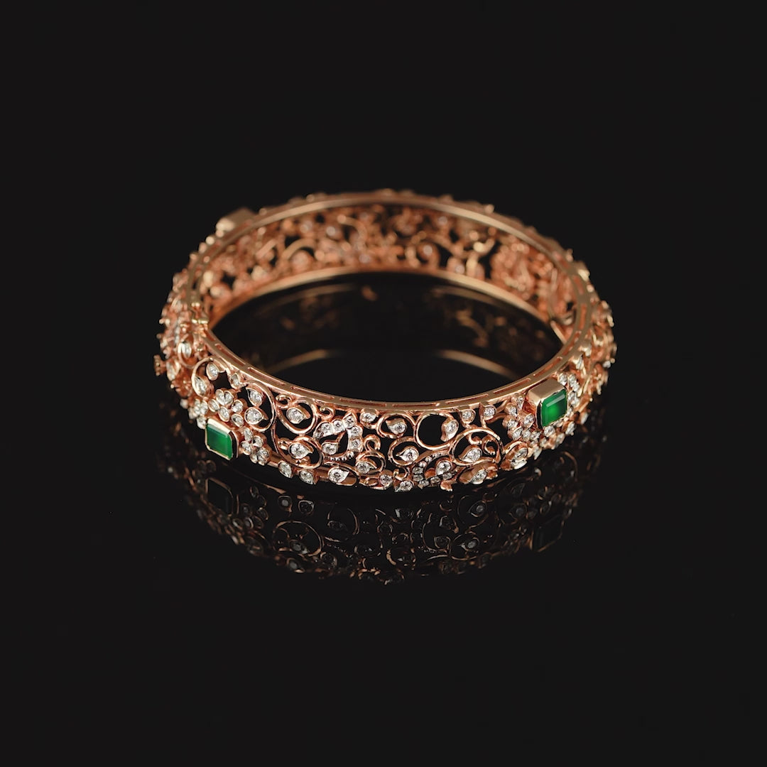Floral Diamond Bangle in Rose Gold