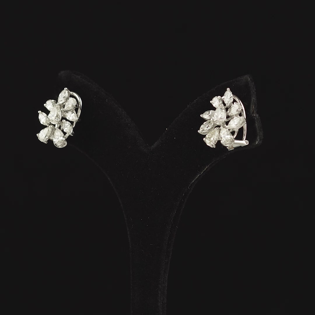 Pear Shape Cluster Diamond Earrings