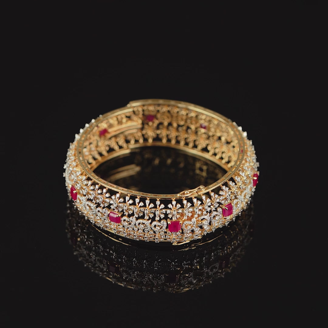 Queenly Floral  Diamond Bangles