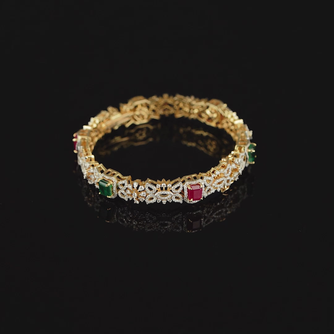 Floral Diamond Stone Bangle