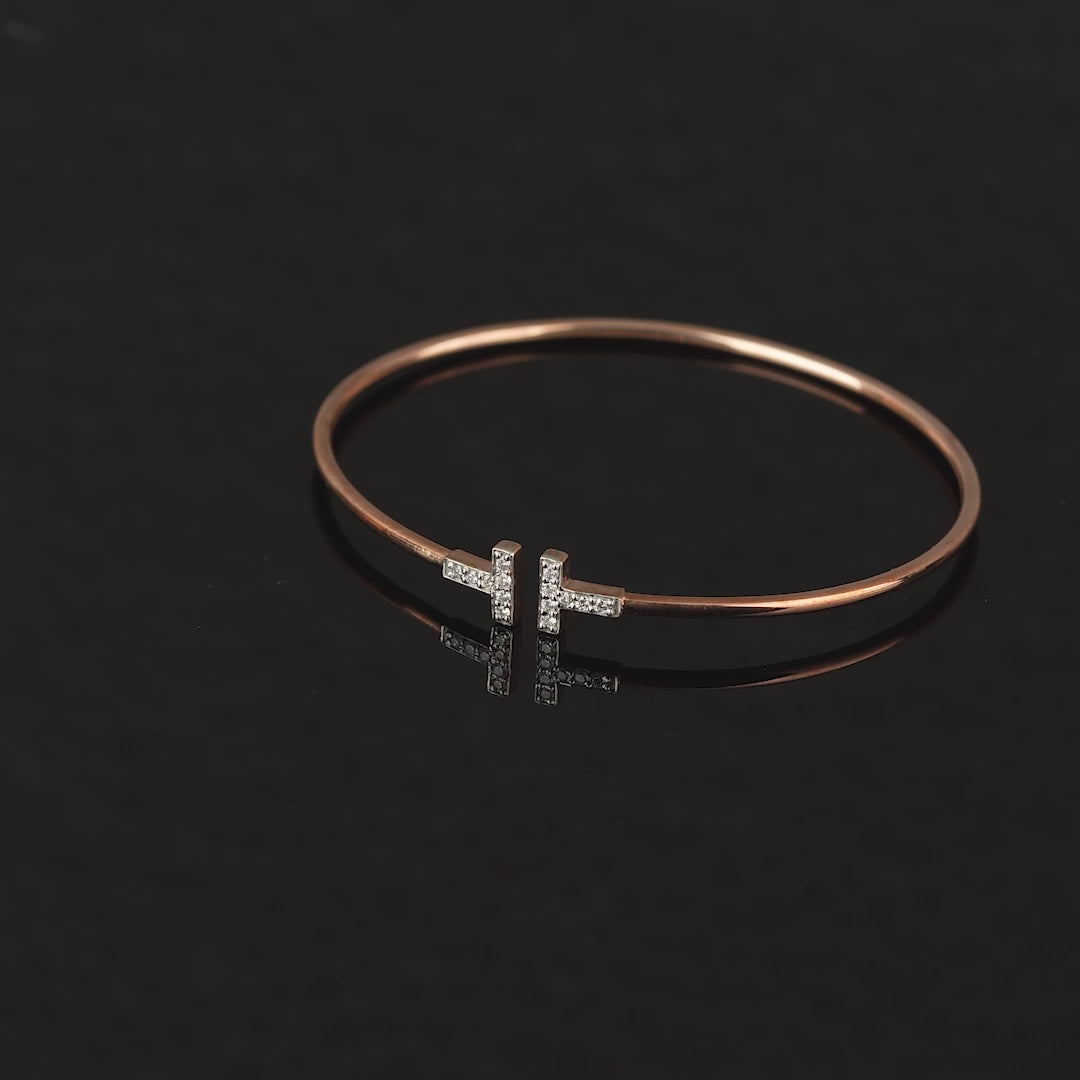 Open Curve White Gold Diamond Bracelet