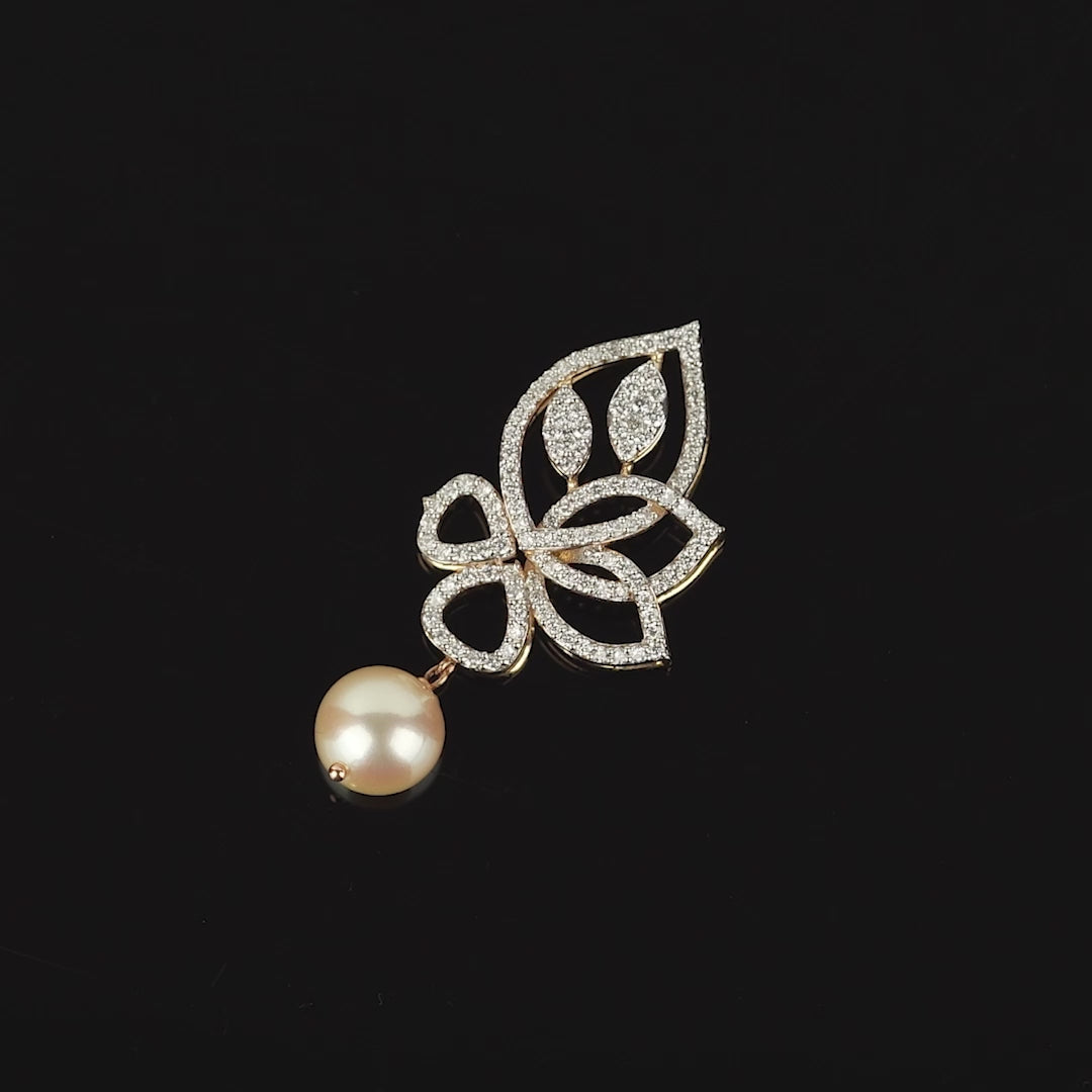 Flower and Leaf Diamond Pendant