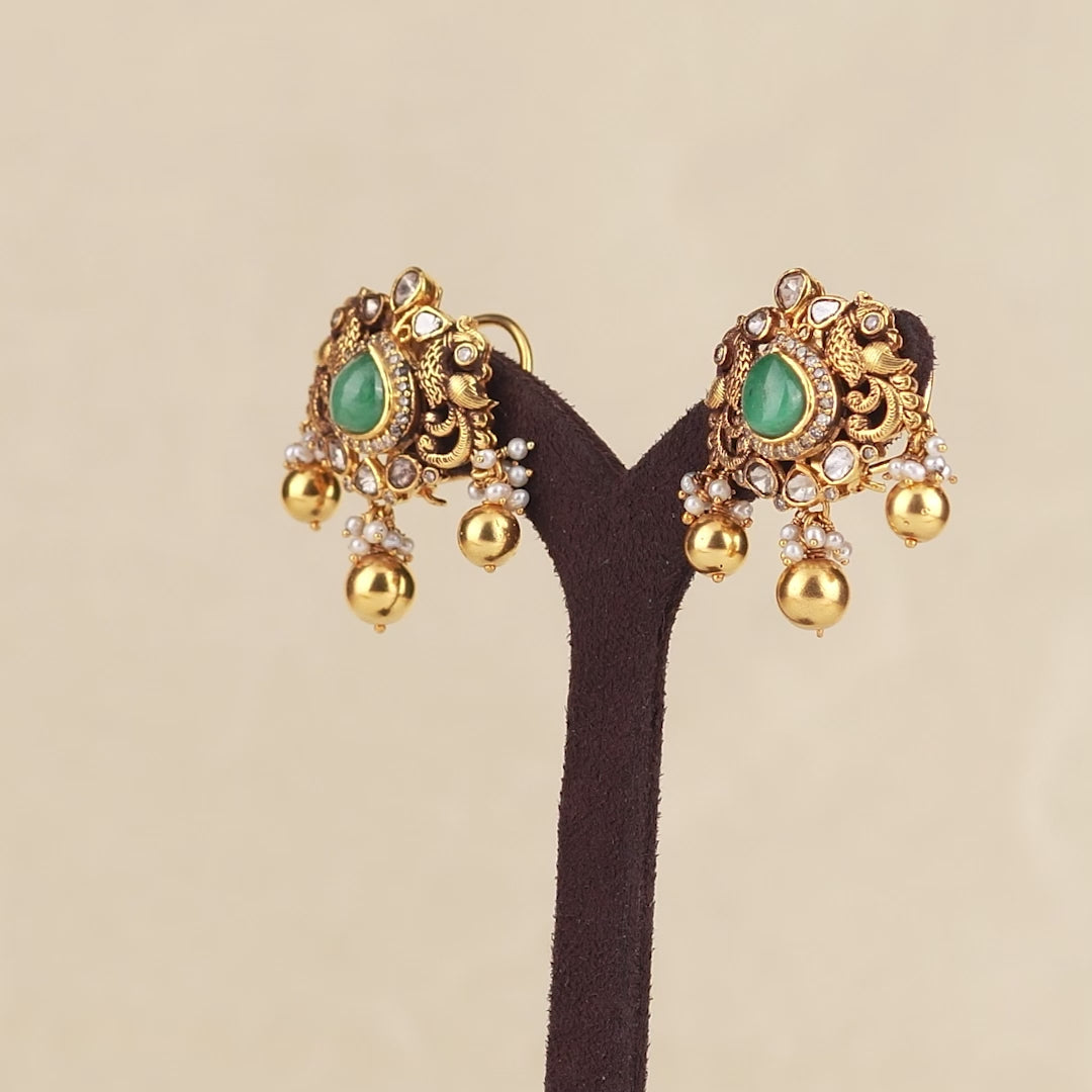 18k Gold Polki Stud Earrings