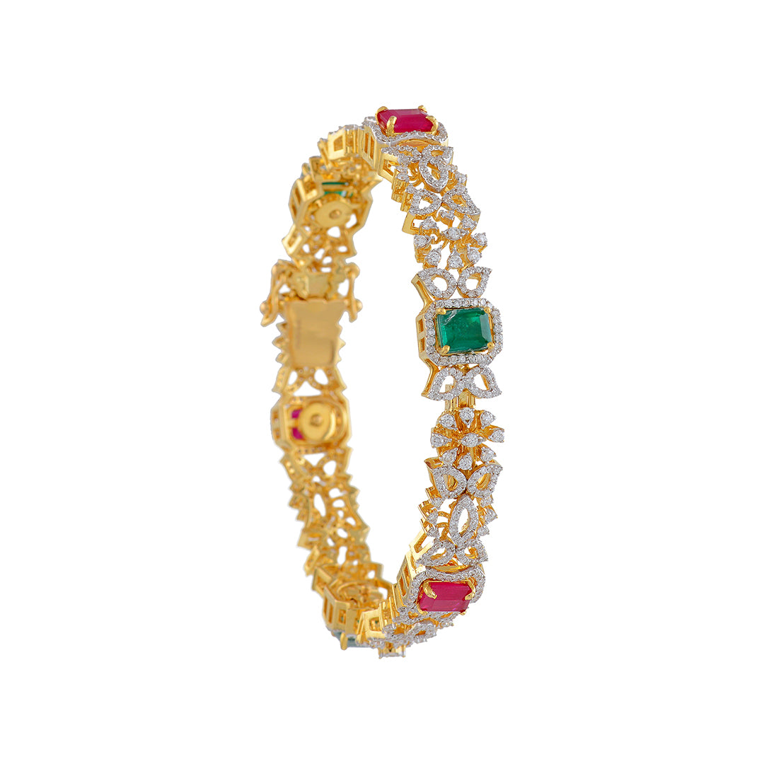 Floral Diamond Stone Bangle - Krishna Jewellers Pearls and Gems