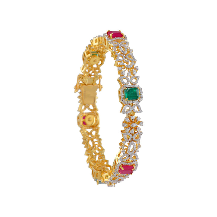 Floral Diamond Stone Bangle - Krishna Jewellers Pearls and Gems