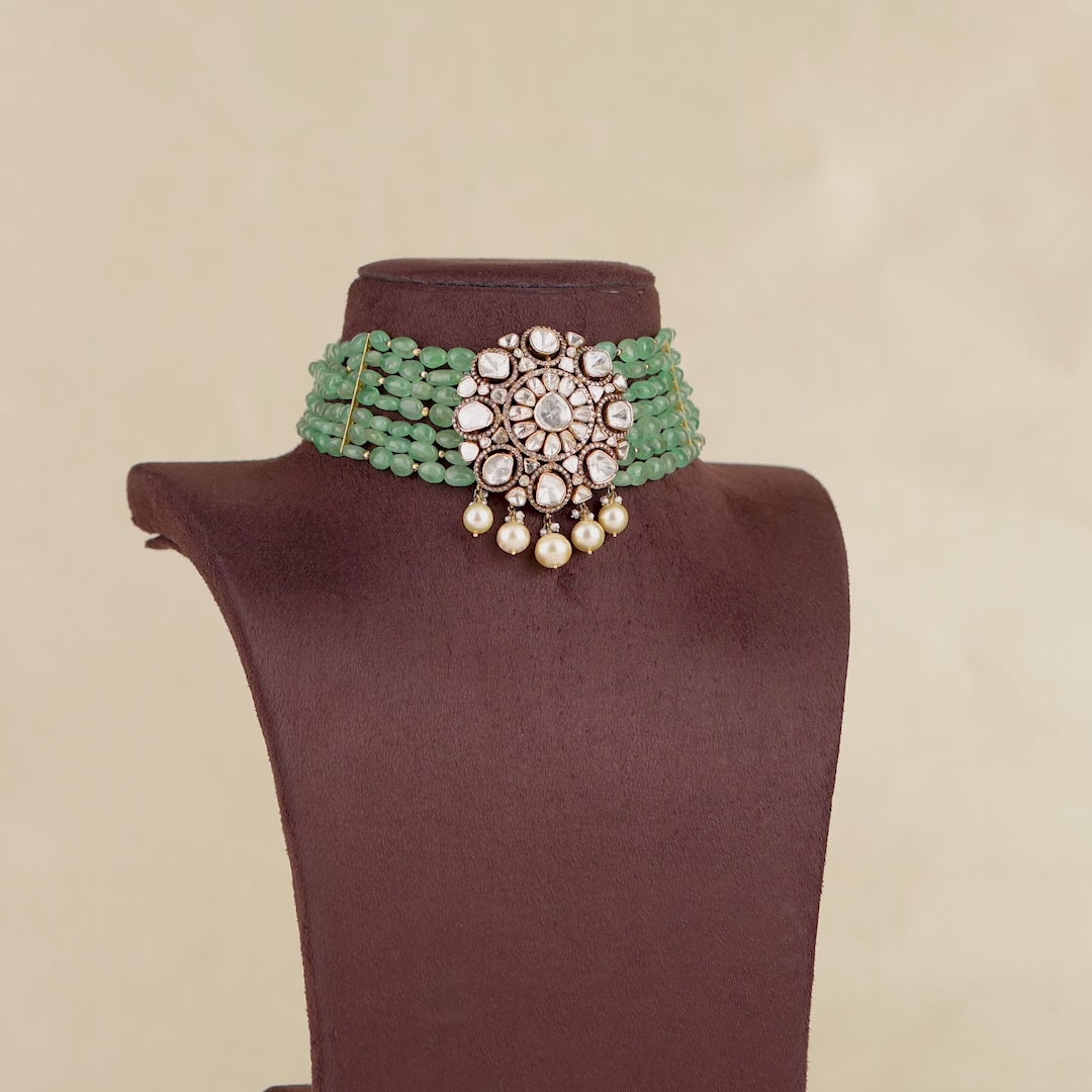 Emerald Polki Pendant Choker