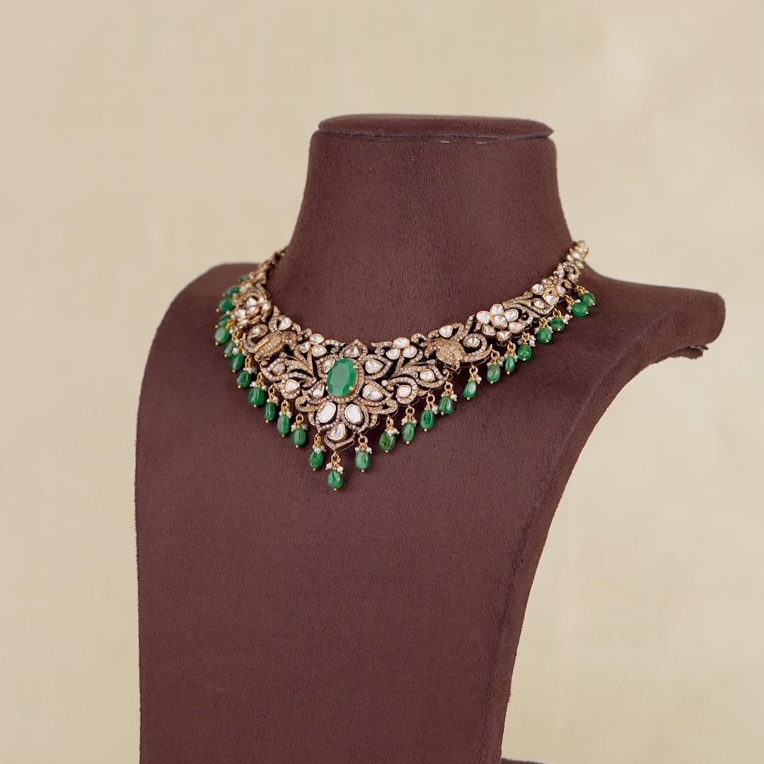 Victorian Emerald Polki Necklace