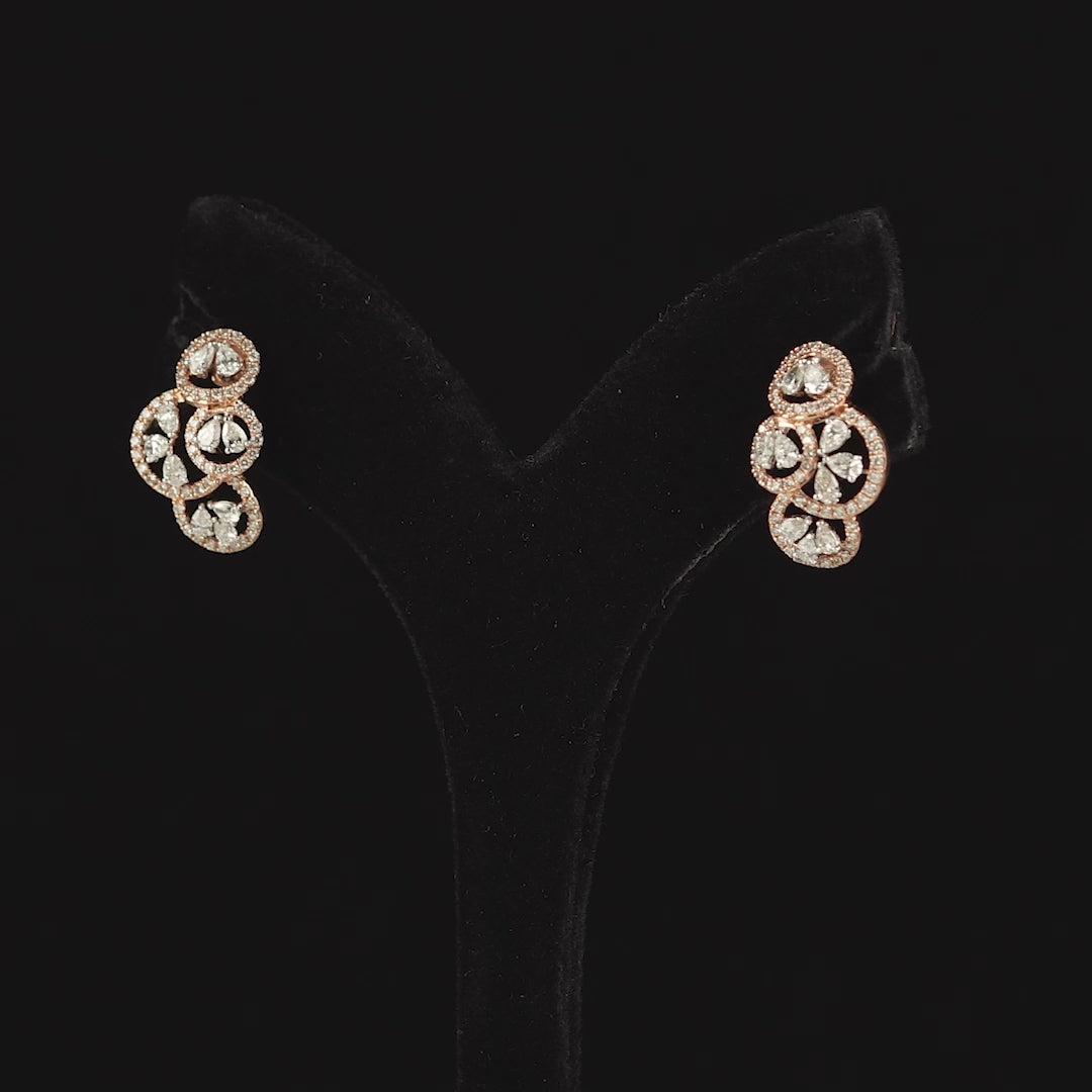 Multi Flower Diamond Stud Earrings