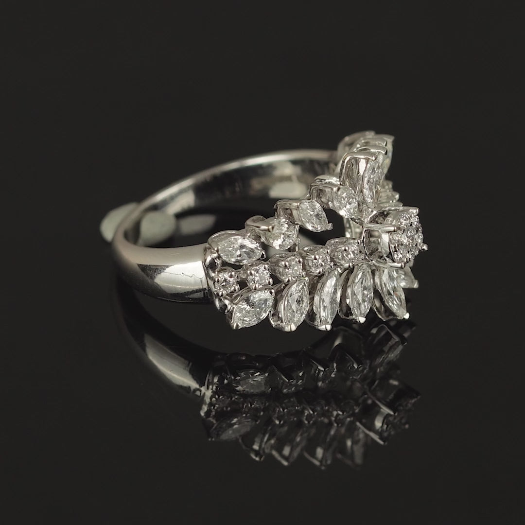 Flower n Leaf Pear Diamond Ring