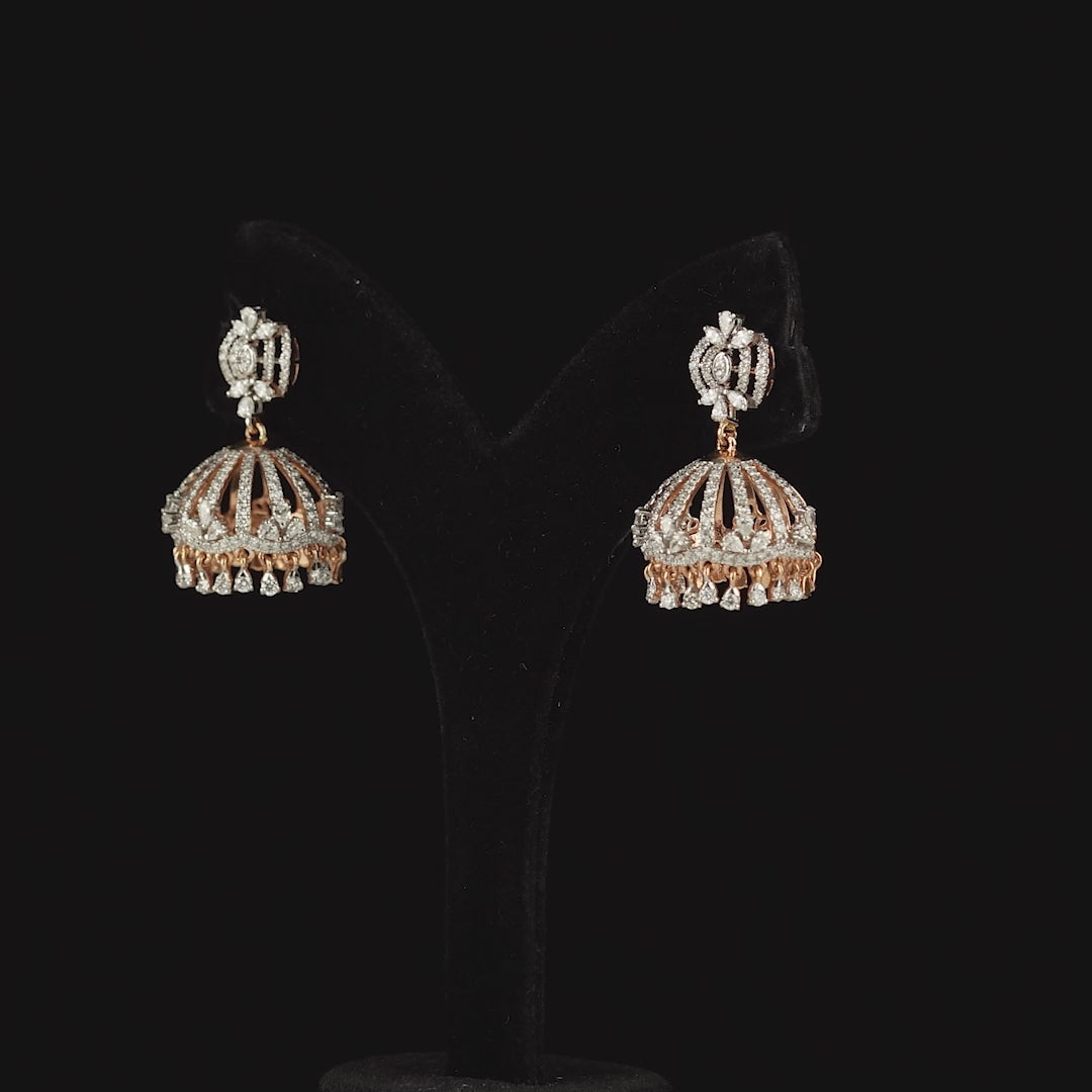 Crown Diamond Jhumka Earrings