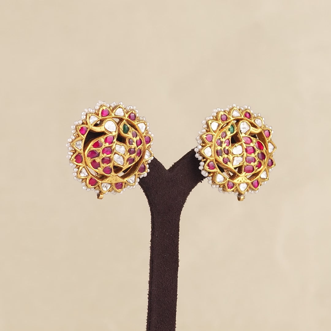 22k Gold Polki Studed Kundan Earrings