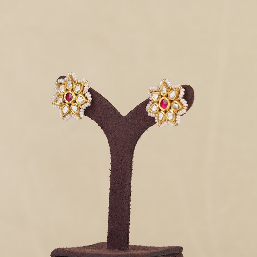 Star Shape Studed Polki Earrings