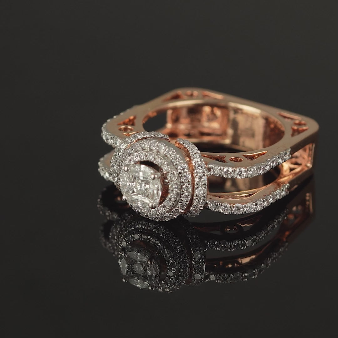 Square Shank Diamond Ring in Rose Gold