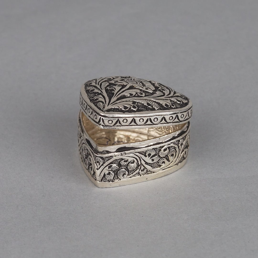 Silver Floral Design Kumkum Box