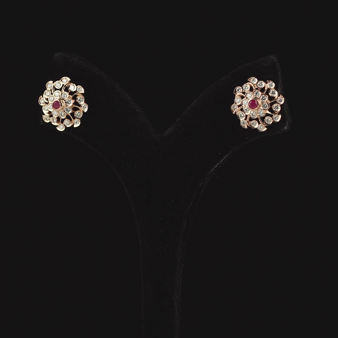 Swirly Flower Diamond Studs