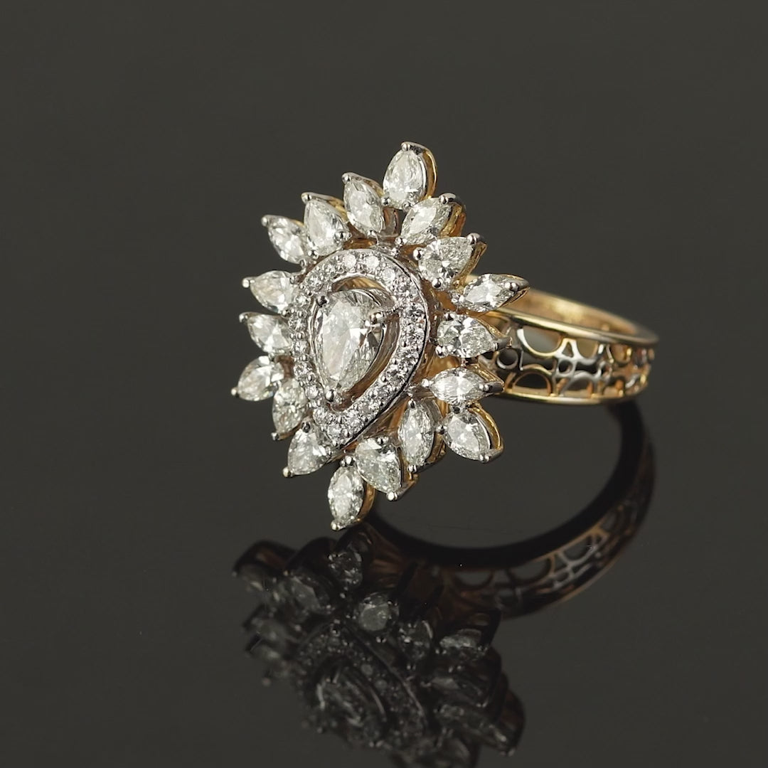 Flower and Drop diamond Ring