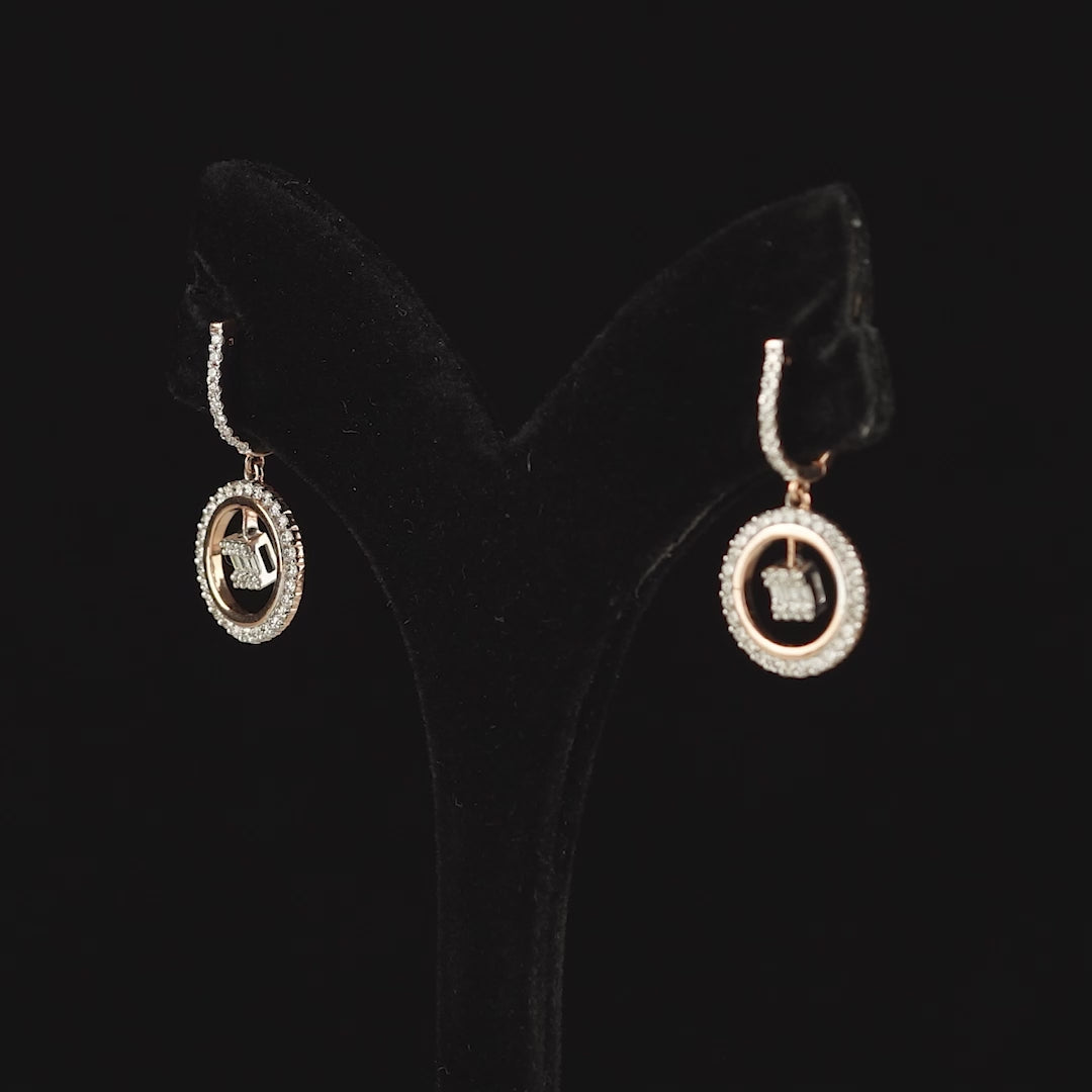 Square and Circle huggie diamond earrings