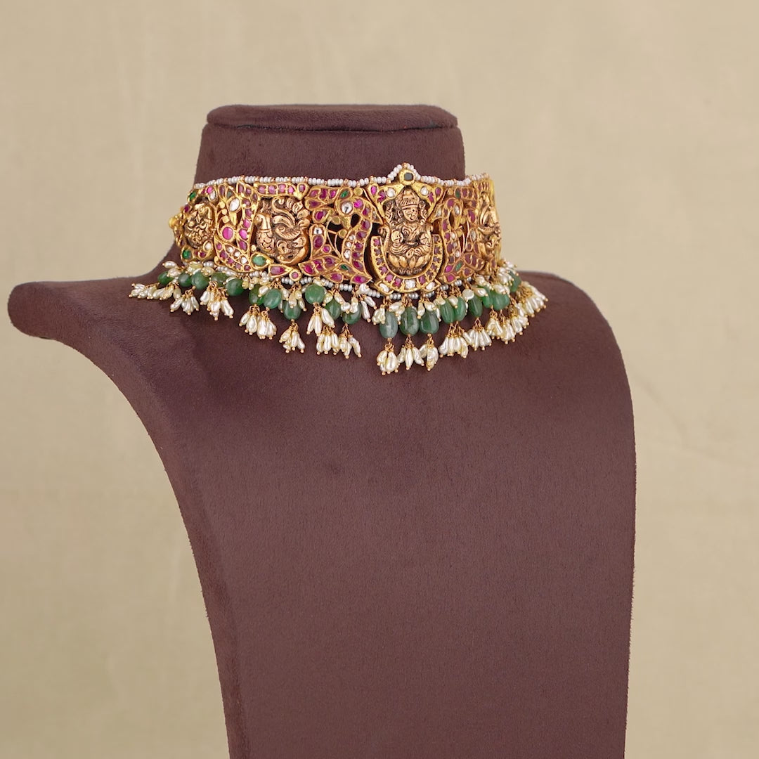 22k Gold Kundan Pearl Choker