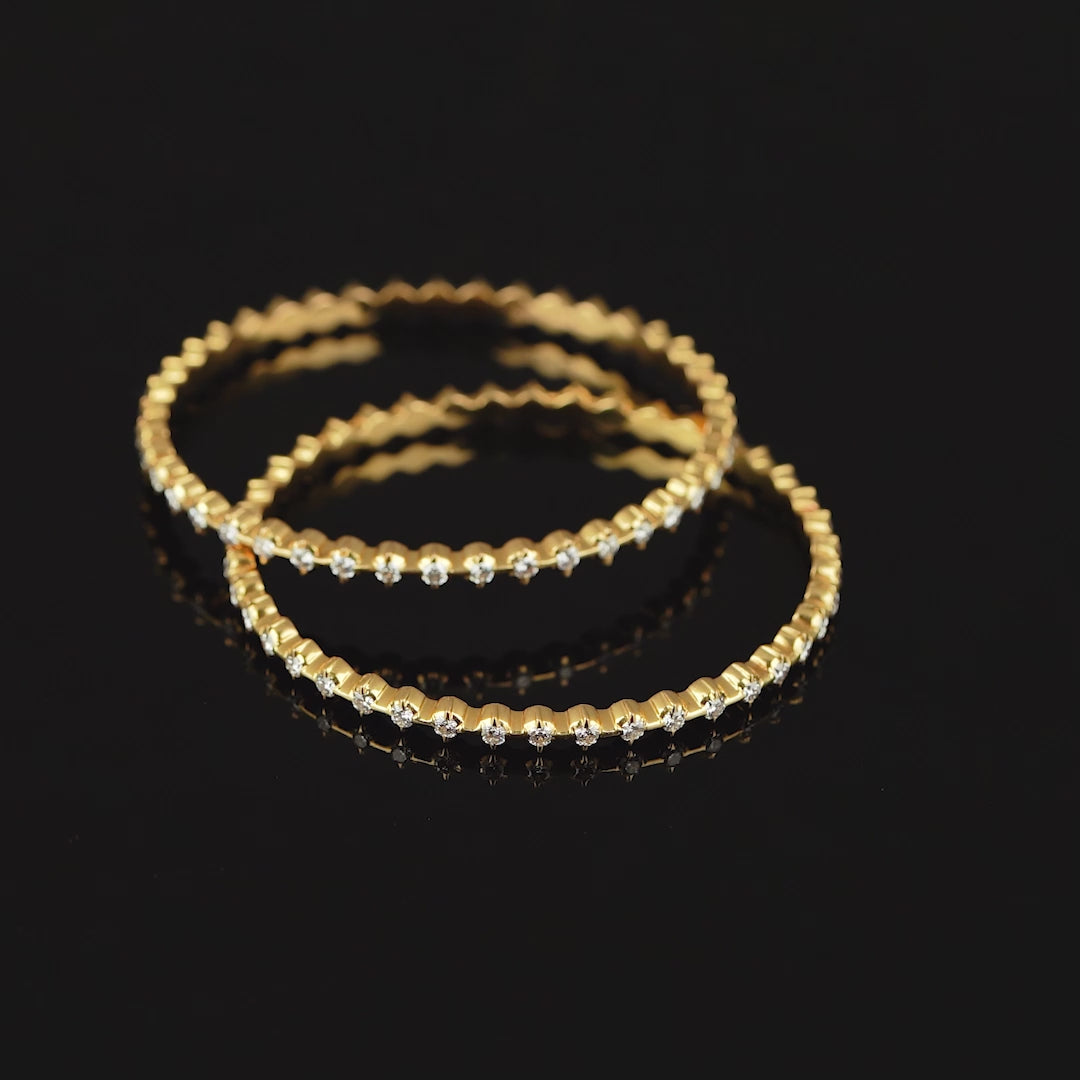 Plain Single Line Diamond Bangle Sets