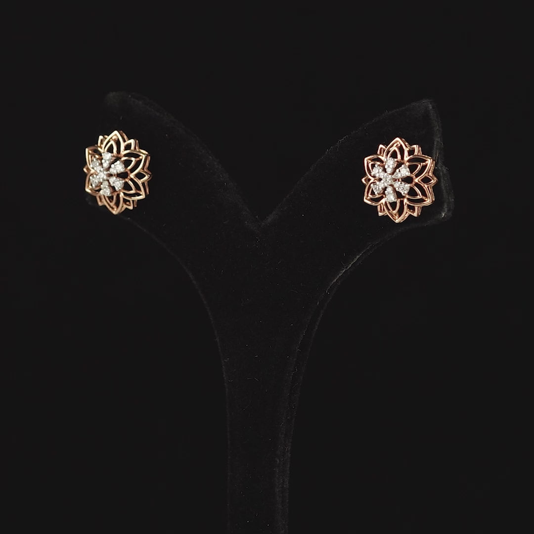 Rose Gold Blossom Diamond Stud Earrings