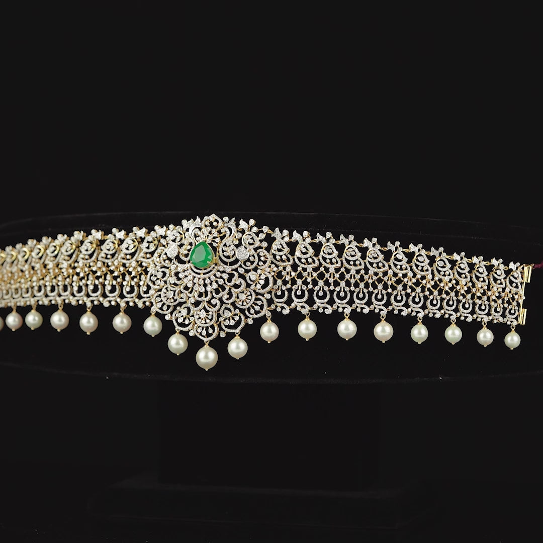 Diamond Vaddanam with Pearls Hanging