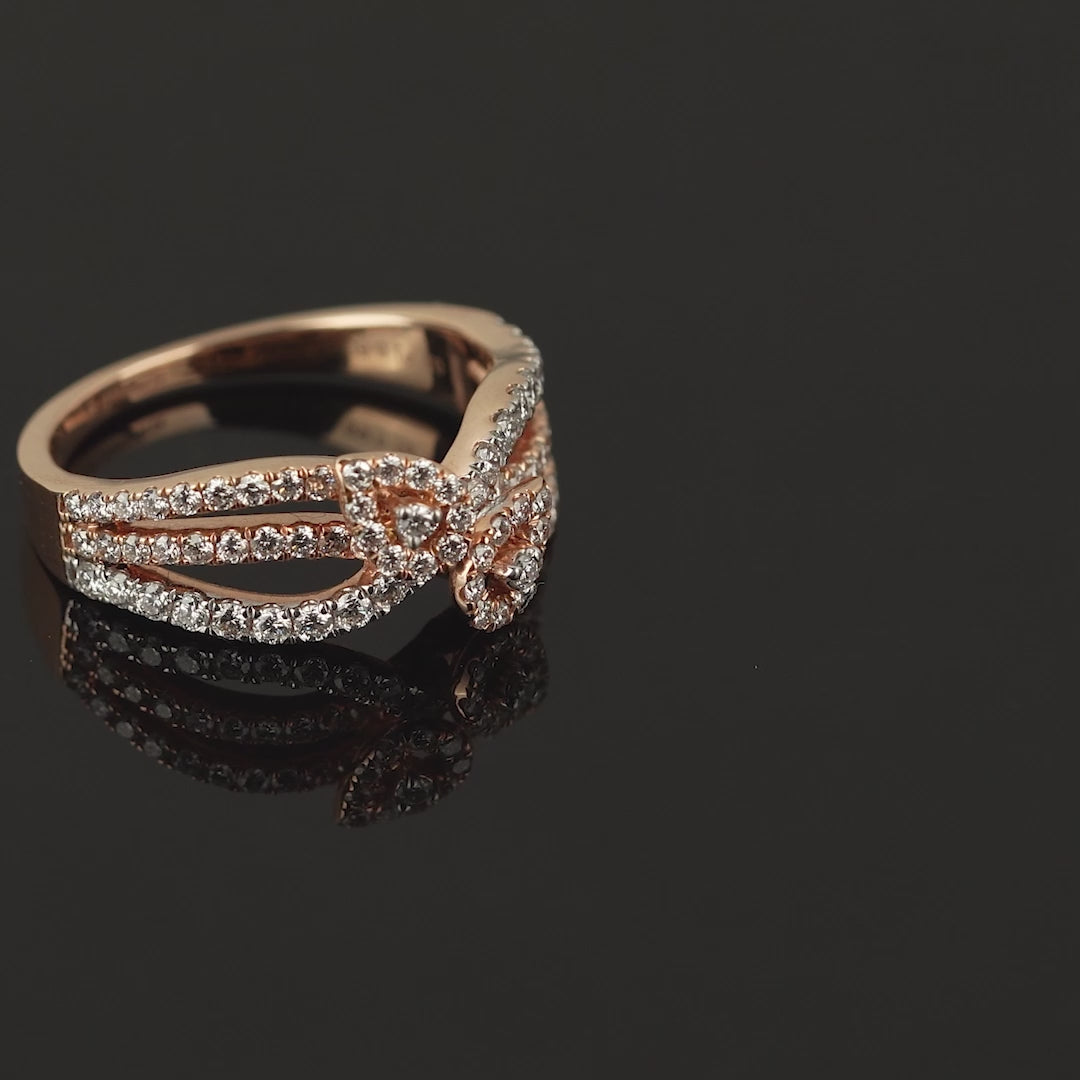 Leaf Motif Rose Gold Diamond Ring