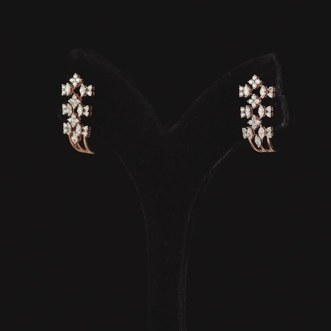 Floral  Diamond Rose Gold Earrings
