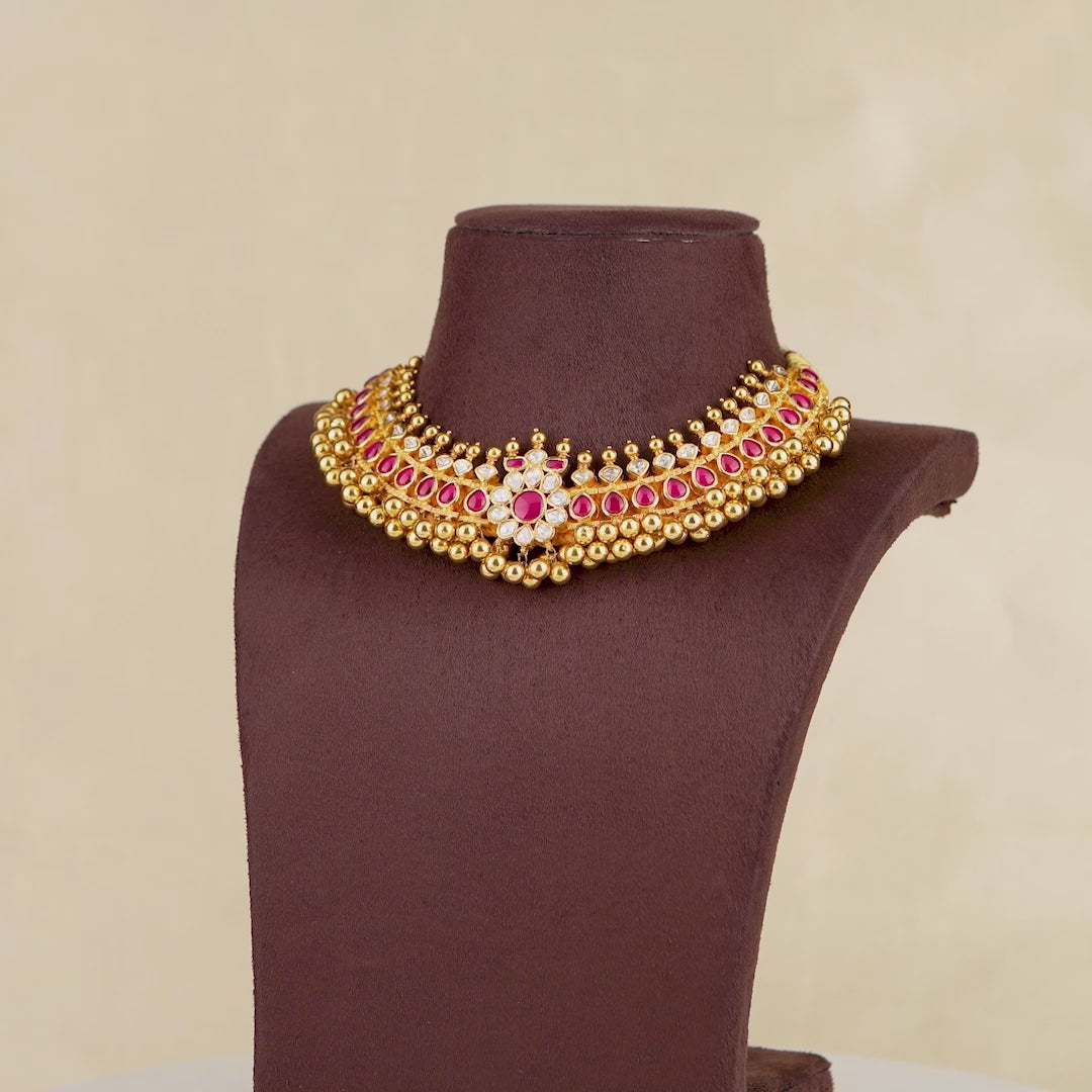 18k Gold Polki Choker Necklace